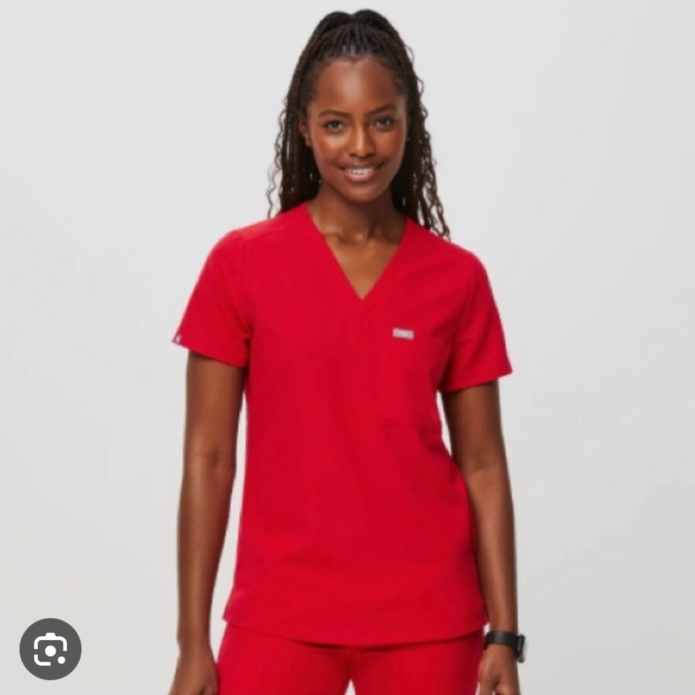 Figs Women's Red Scrub Top